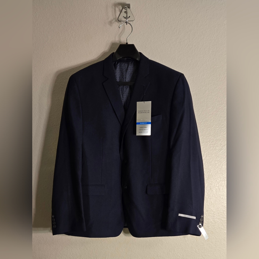 Brand New Perry Ellis Navy Blue Blazer